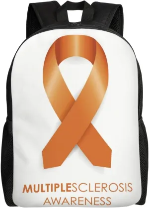 Multiple Sclerosis Awareness March Month Backpack for Women Men Worker Teacher Business Travel Backpacks Shoulders Bag Daypack Bookbag with Mesh Pockets