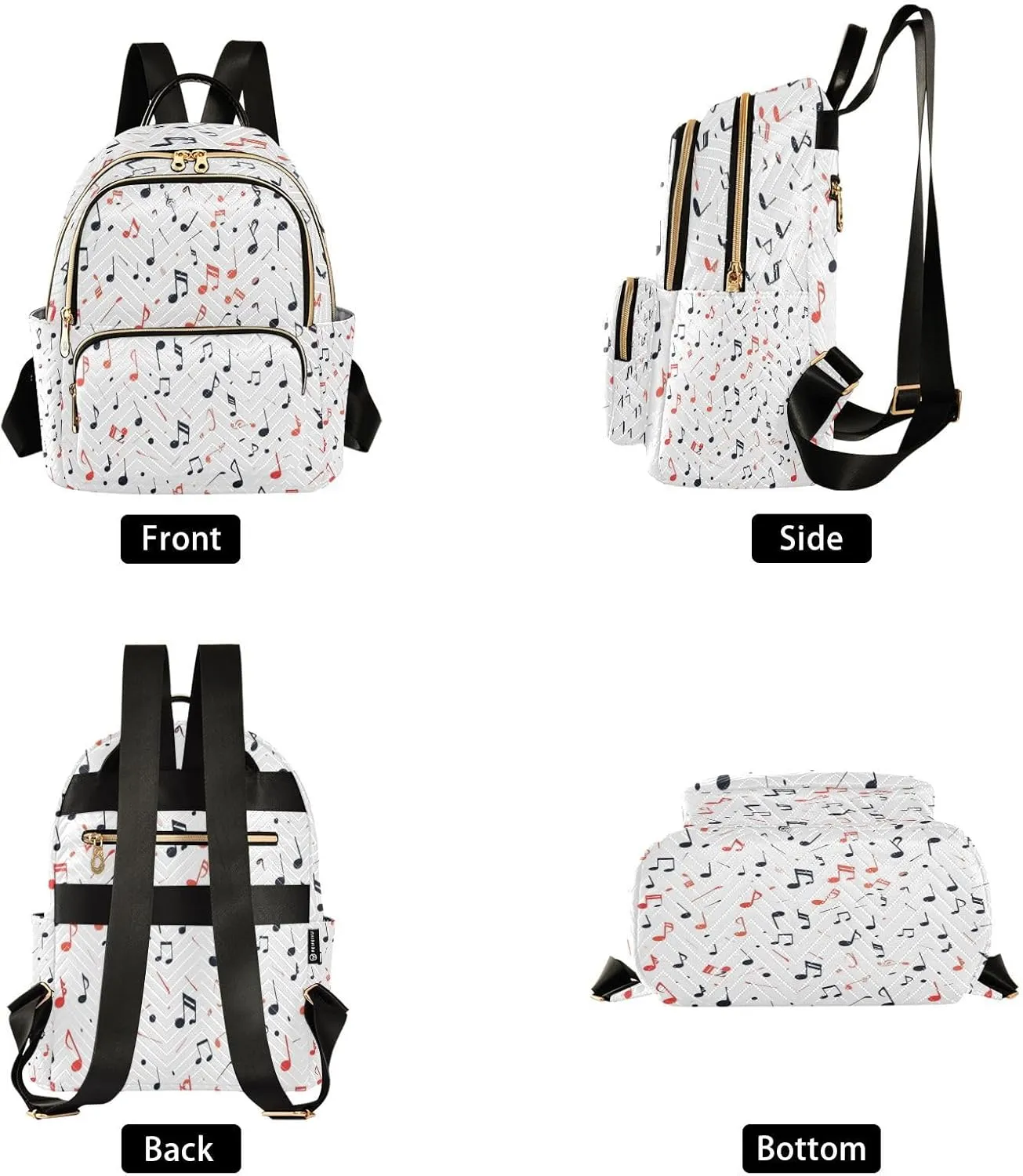 Musical Note Pattern Women Backpack Purse Fashion Ladies Shoulder Bag Casual College Travel Backpacks Bag Medium