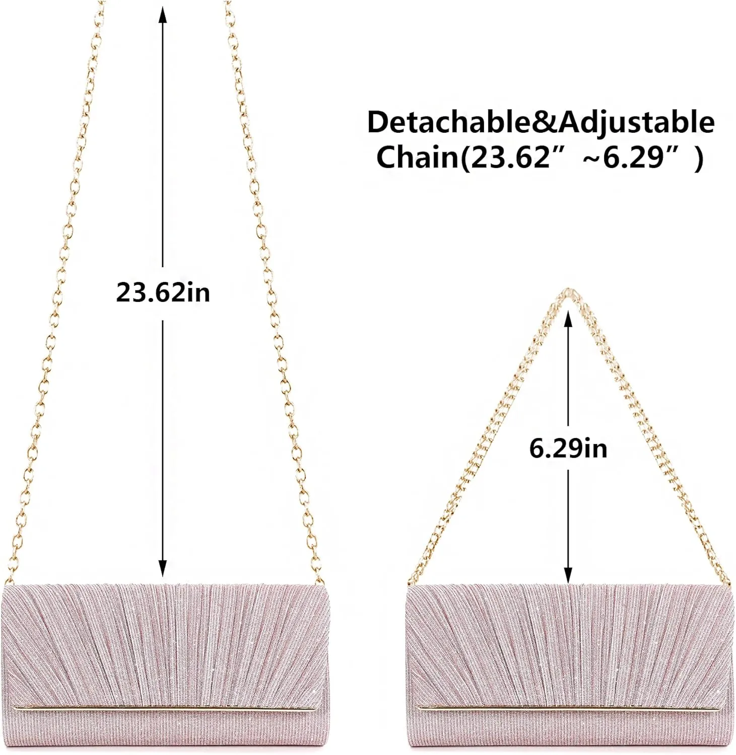 Naimo Flap Dazzling Small Clutch Bag Evening Bag With Detachable Chain