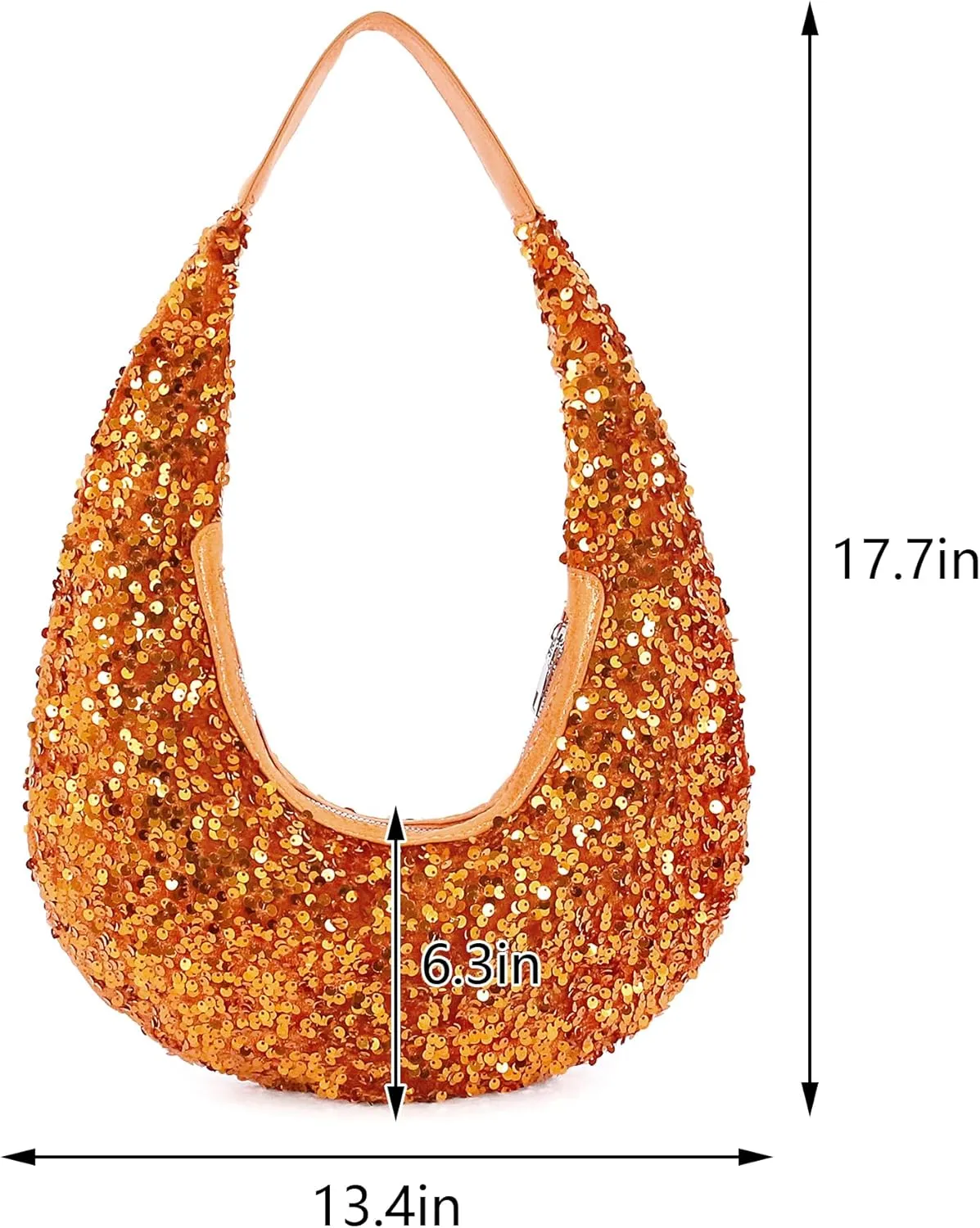 Naimo Womens Sequin Bag Metallic Shoulder Bag Glitter Evening Bag Moon Shape Purse Hobo Handbag Underarm Bag