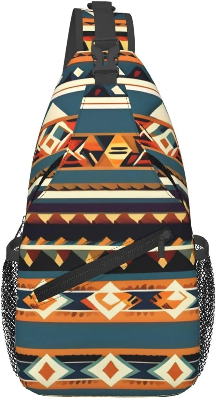 Native American Pattern Print Sling Bag Crossbody Travel Hiking Chest Backpack Shoulder Daypack For Women Men