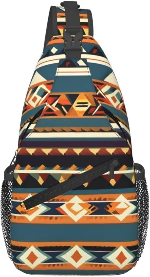Native American Pattern Print Sling Bag Crossbody Travel Hiking Chest Backpack Shoulder Daypack For Women Men