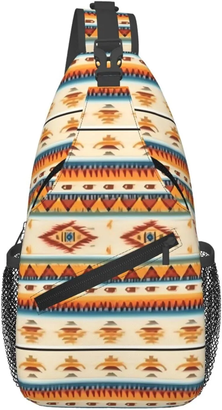 Native American Print Print Sling Bag Crossbody Travel Hiking Chest Backpack Shoulder Daypack For Women Men