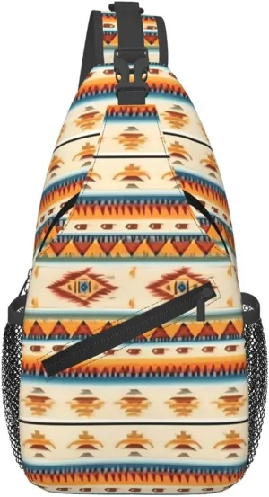 Native American Print Print Sling Bag Crossbody Travel Hiking Chest Backpack Shoulder Daypack For Women Men