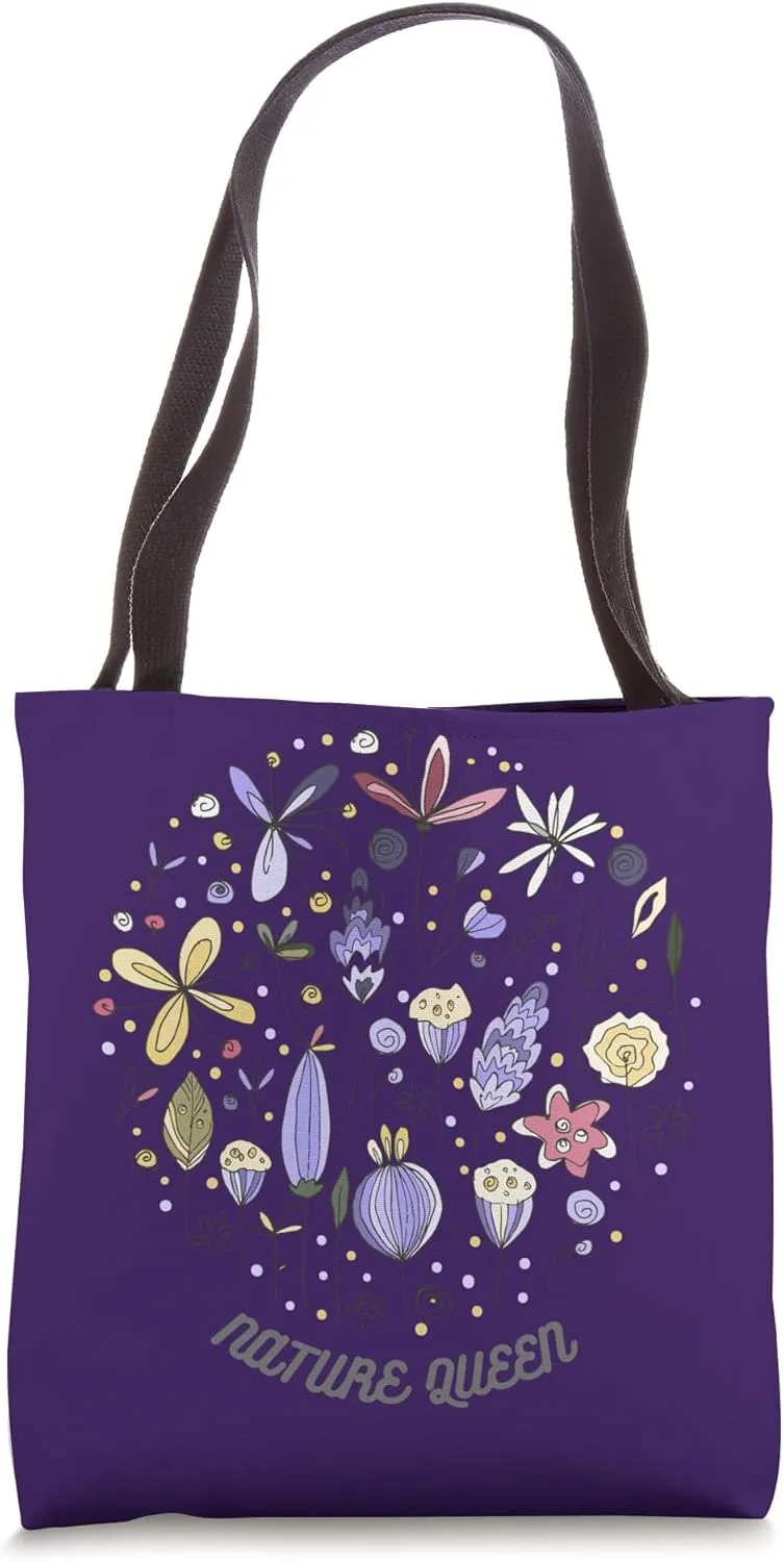 Nature Queen Floral Flower Tote Bag