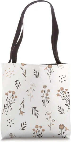 Neutral Beige Flower Floral Modern Blossom Leaves Perennial Tote Bag