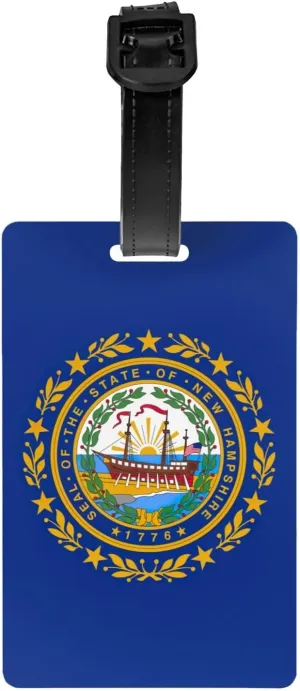 New Hampshire State Flag Print Luggage Tag with Detachable Strap,Ideal for Luggage, Backpacks, Sports Bags