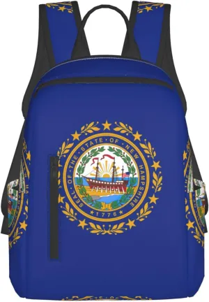 New Hampshire state flag print Simple lightweight casual backpack travel bag backpack for men and women