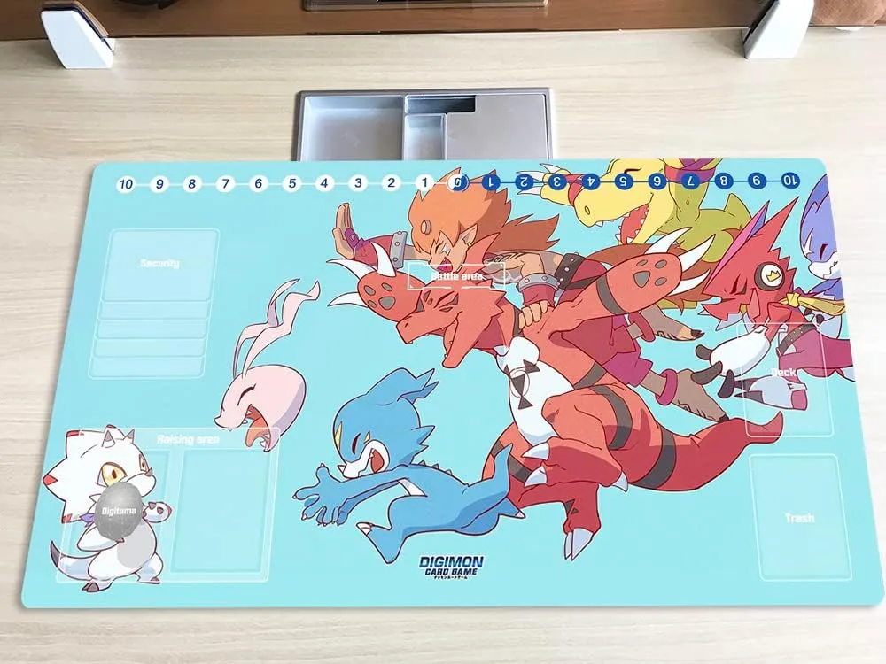 New Mlikemat Playmat Digimon DTCG Mat Gammamon Veemon TCG CCG OCG Trading Card Game Mat with Zones   Free Bag (ZD002-906-SM)