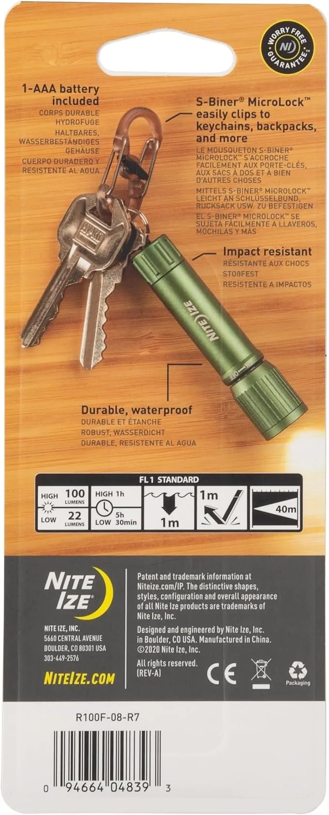 Nite Ize Radiant 100 Keychain Flashlight - Waterproof Mini Keychain Flashlight with Bright 100 Lumen Light - Waterproof Flashlight for Backpacks and Keys - Keychain Flashlight - Olive