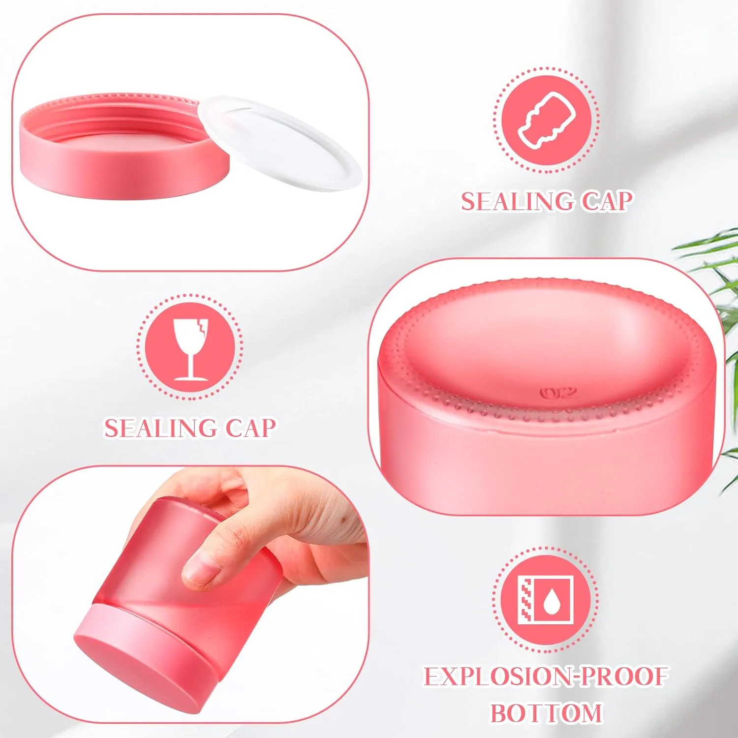 Norme 48 Pcs 4 oz Glass Jars with Lids Leakproof Round Airtight Empty Cosmetic Jars with Inner Liners Lid for Storing Lotions Powder Ointments Candle Making Tins (Pink)