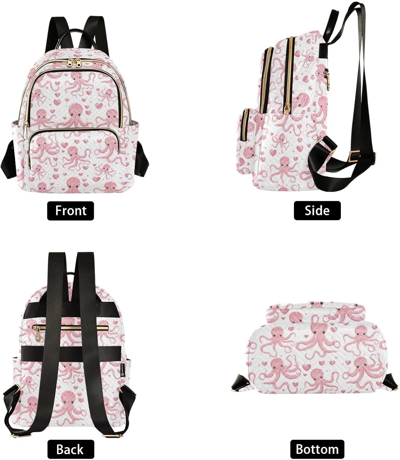 ODAWA Backpack Purse for Women, Ladies Shoulder Bag Handbag Pink Octopus Women Travel Backpack Travel Lightweight Backpack
