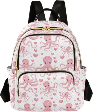 ODAWA Backpack Purse for Women, Ladies Shoulder Bag Handbag Pink Octopus Women Travel Backpack Travel Lightweight Backpack