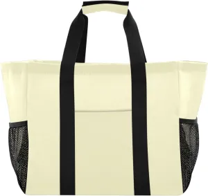 ODAWA Large Portable Beach Bags for Women, Lemon Chiffon Gym and Travel Tote with Handle