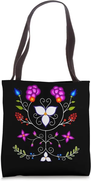Ojibwe Floral Native American Flowers Indigenous Botanical Tote Bag