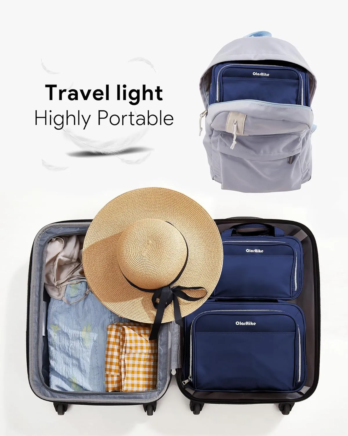 OlarHike Travel Toiletry Hanging Bag Waterproof Bags, Makeup, Toiletries, Jewelry, Cruise Essentials 3 in 1 Packing Organizers, Cosmetic Travel-Sized Container, Medium Capacity for Women Blue