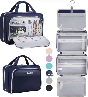 OlarHike Travel Toiletry Hanging Bag Waterproof Bags, Makeup, Toiletries, Jewelry, Cruise Essentials 3 in 1 Packing Organizers, Cosmetic Travel-Sized Container, Medium Capacity for Women Blue