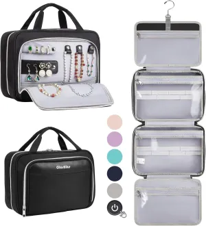 OlarHike Travel Toiletry Hanging Bag Waterproof Bags, Makeup, Toiletries, jewelry, Cruise Essentials 3 in 1 Packing Organizers, Travel-Sized Container, Medium Capacity for Men women (Black)