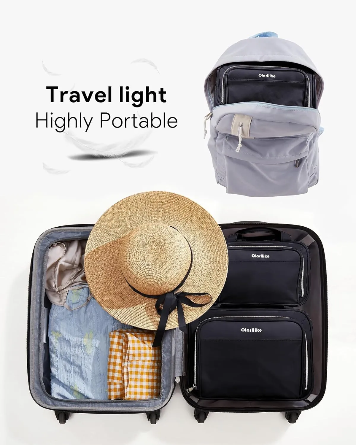 OlarHike Travel Toiletry Hanging Bag Waterproof Bags, Makeup, Toiletries, jewelry, Cruise Essentials 3 in 1 Packing Organizers, Travel-Sized Container, Medium Capacity for Men women (Black)