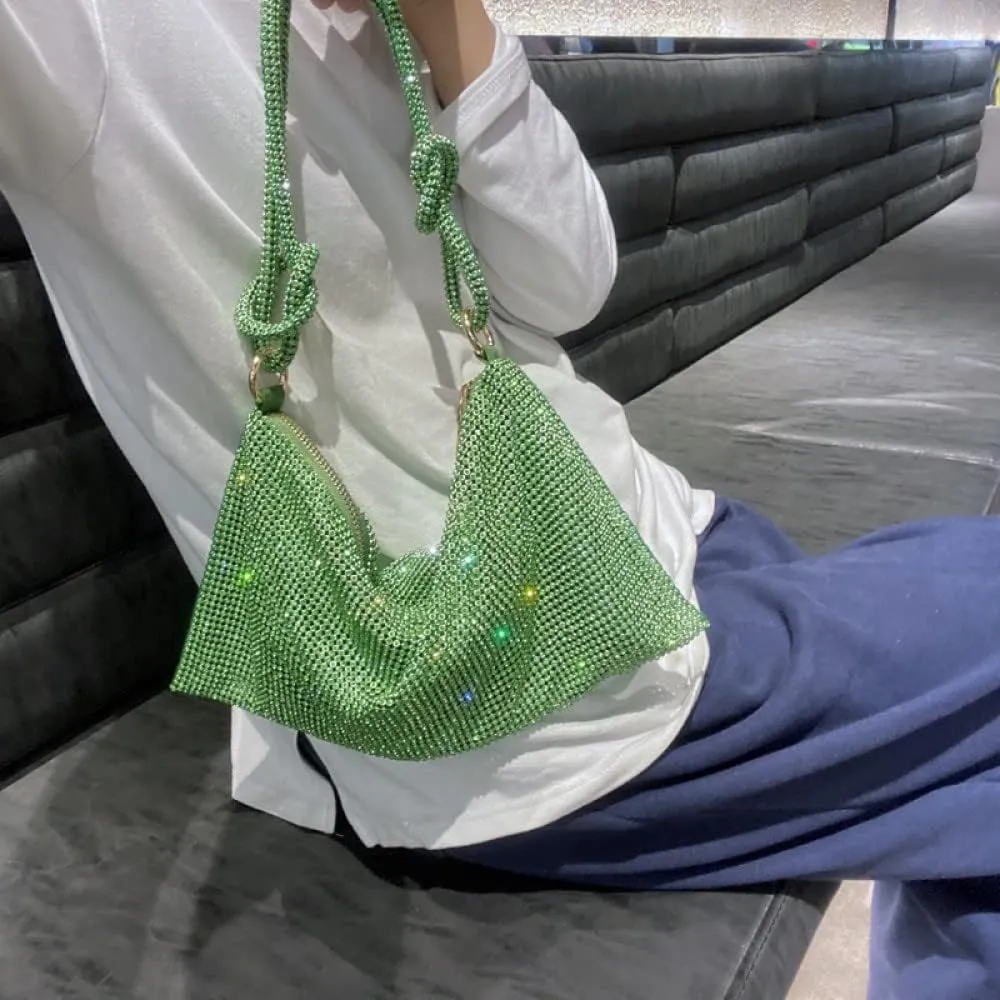 Onlymaker Women's Rhinestone Shoulder Hobo Bag Glitter Crystal Clutch Purse Handbag Party Wedding