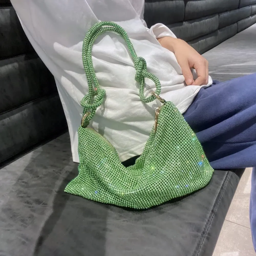 Onlymaker Women's Rhinestone Shoulder Hobo Bag Glitter Crystal Clutch Purse Handbag Party Wedding