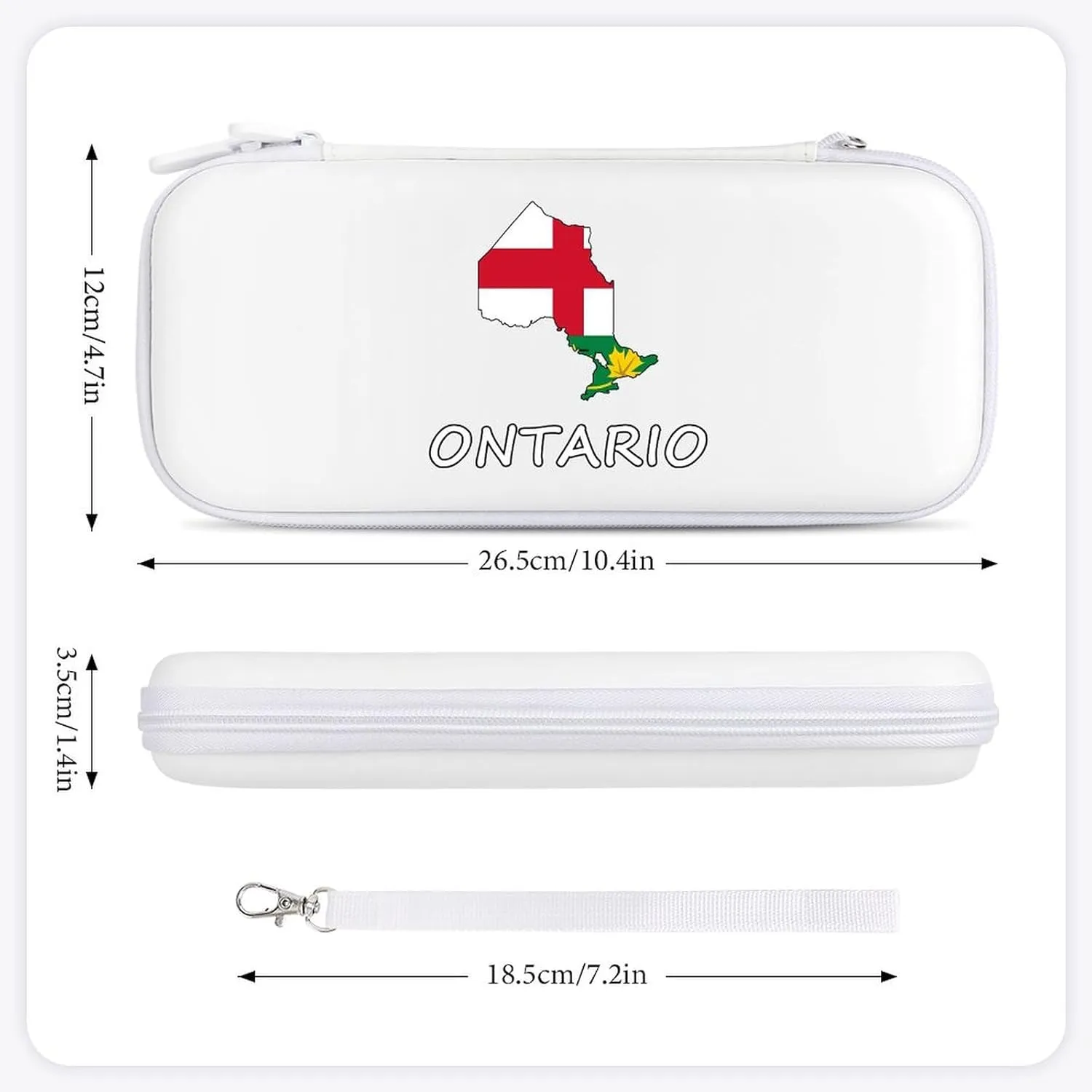 Ontario Flag Canada Canadian Compatible with Switch Carrying Case Hard Travel Game Bag Pouch with 15 Games Accessories