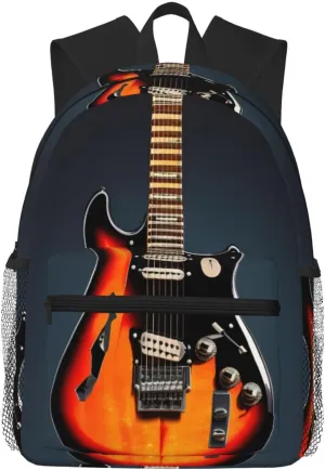 orange electric guitars print Lightweight and comfortable backpack Casual Laptop Backpack for Travel Hiking