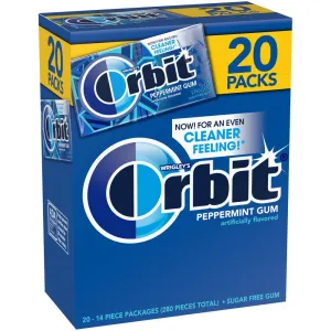 ORBIT Peppermint Chewing Gum Sugar-Free, 20 Packs of 14-Pieces (280 Total) - ORBIT Gum Bulk