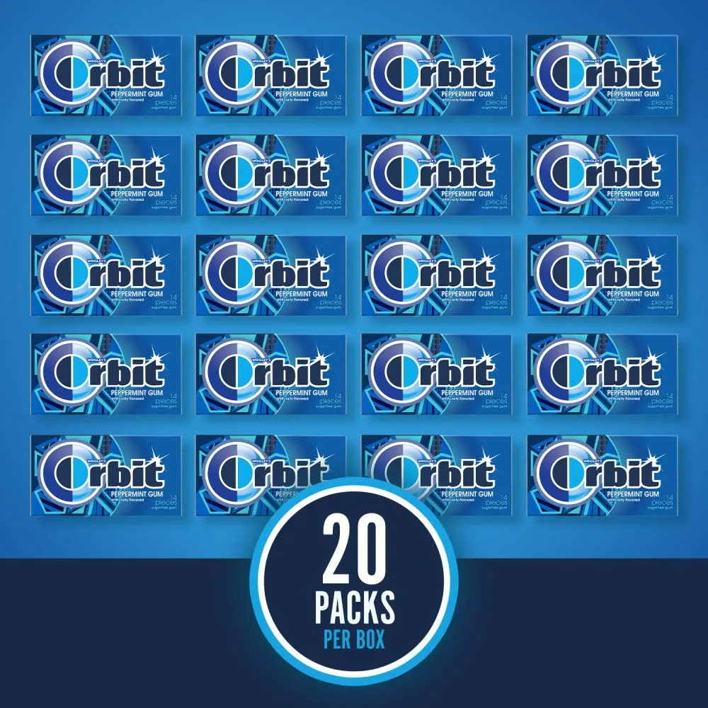 ORBIT Peppermint Chewing Gum Sugar-Free, 20 Packs of 14-Pieces (280 Total) - ORBIT Gum Bulk