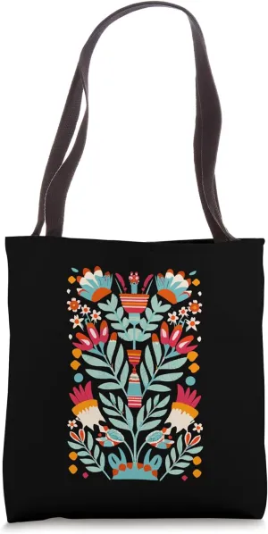 Otomi Flower Pattern Mexican Floral Art Tote Bag