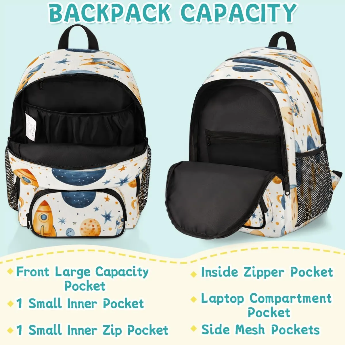 Outer Space Laptop Backpack for Women Men, 18.3 Inch Work Computer Backpacks Nebula Universe Planet Large Nurse Bag Waterproof Casual Daypack for Travel