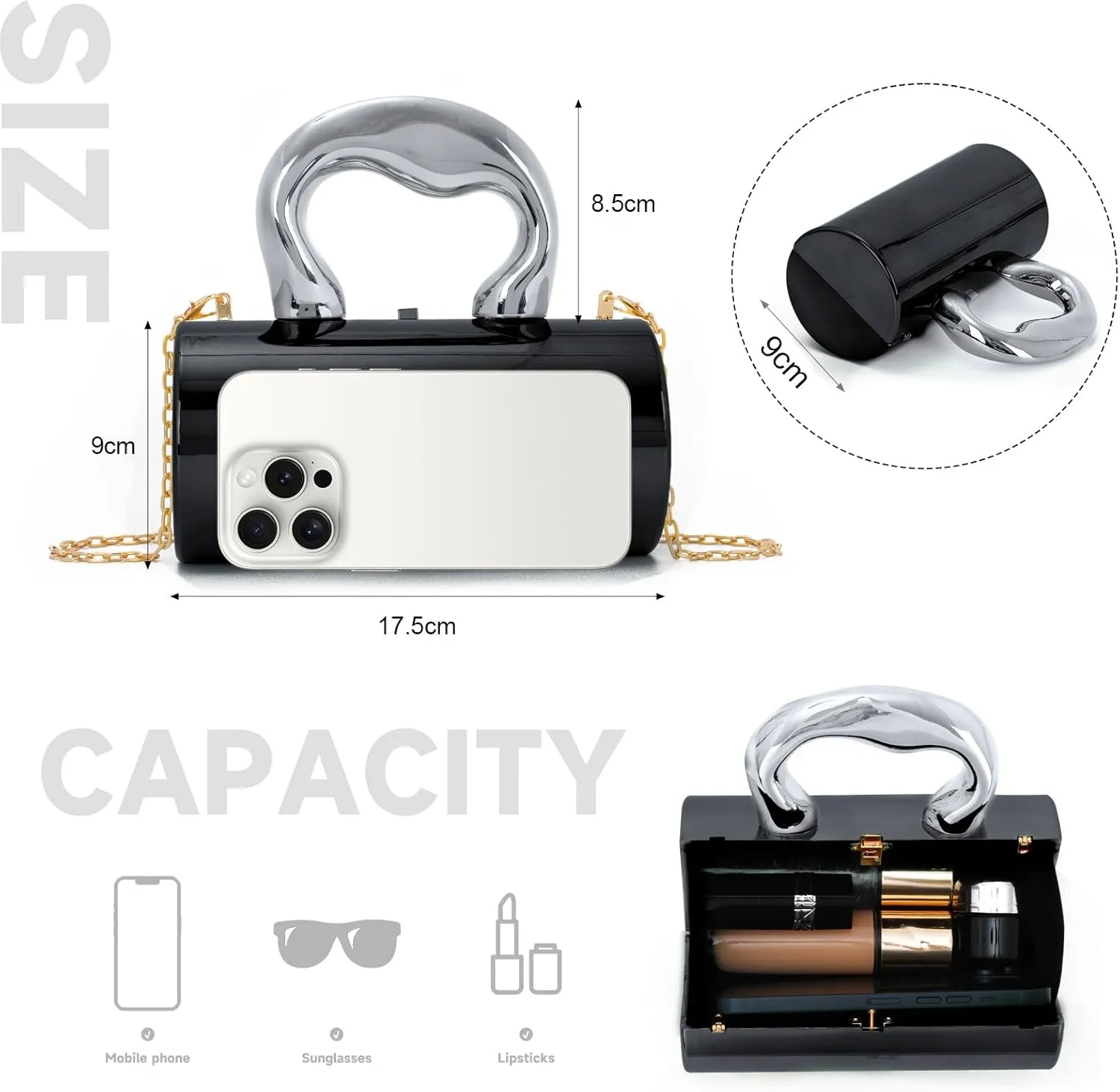 Oweisong Acrylic Handbag Tote for Women Gold Clutch Purse Top Handle Satchel Y2K Party Shoulder Bag with Top Handle 2025