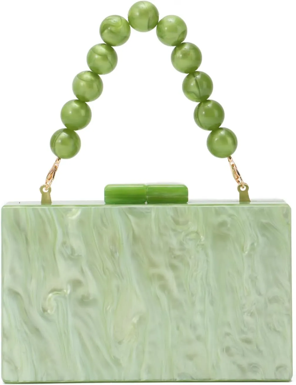 Oweisong Women Acrylic Clutch Purse Formal Wedding Evening Handbag Marble Party Shoulder Crossbody Bag with Bead Chain