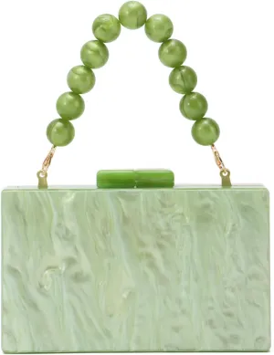 Oweisong Women Acrylic Clutch Purse Formal Wedding Evening Handbag Marble Party Shoulder Crossbody Bag with Bead Chain