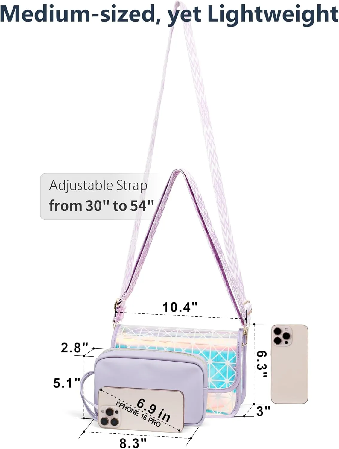 PACKISM Cute Y2K Purse - Holographic Crossbody Bag Iridescent Shoulder Clutch Handbag for Women for Concerts Festivals