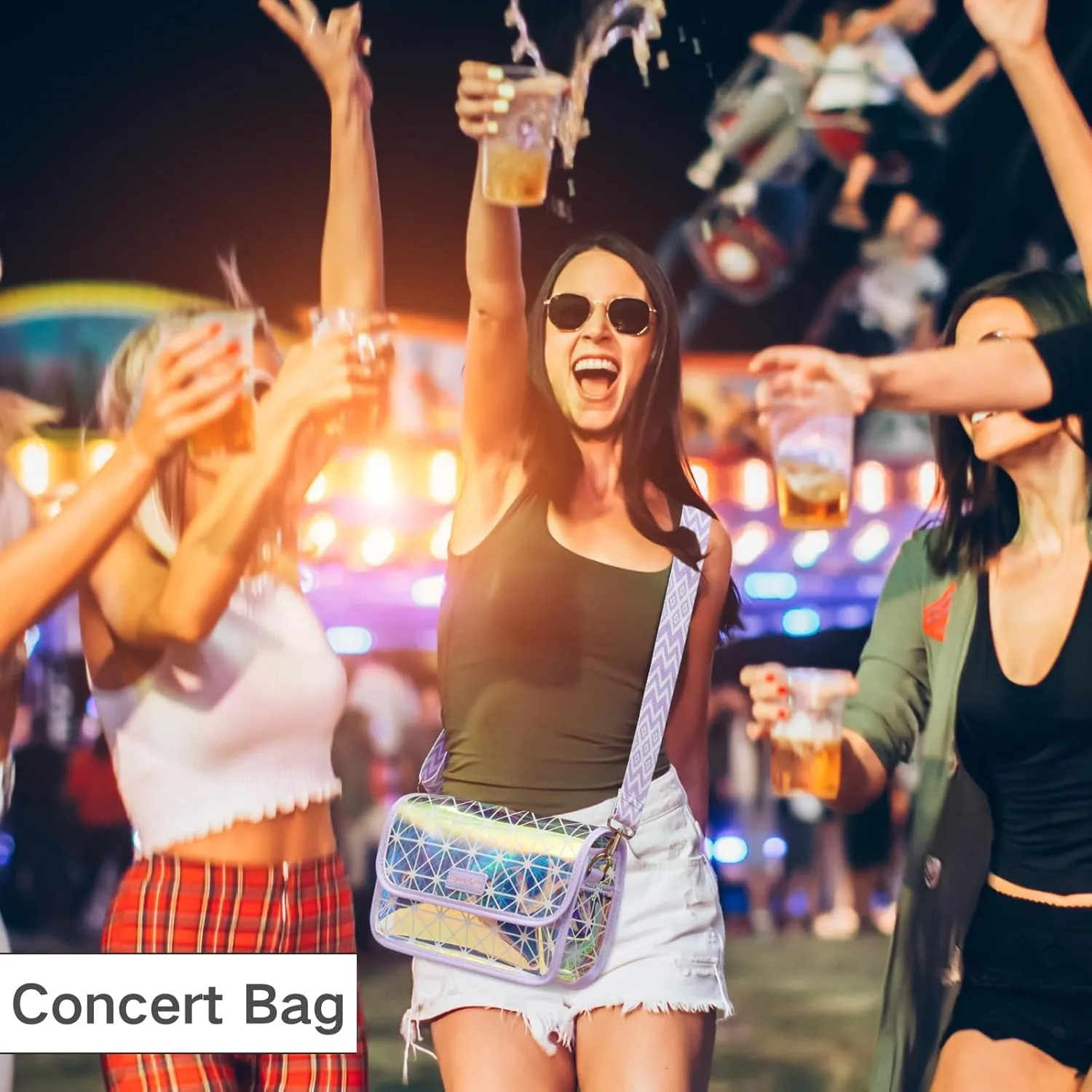 PACKISM Cute Y2K Purse - Holographic Crossbody Bag Iridescent Shoulder Clutch Handbag for Women for Concerts Festivals