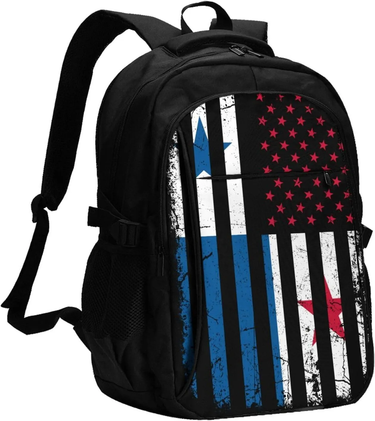 Panamanian American Flag Panama America Roots Casual Travel Backpacks Hiking Camping Backpack Large Outdoor Sport Daypack Laptop Rucksack Climbing Working Bags with USB Port