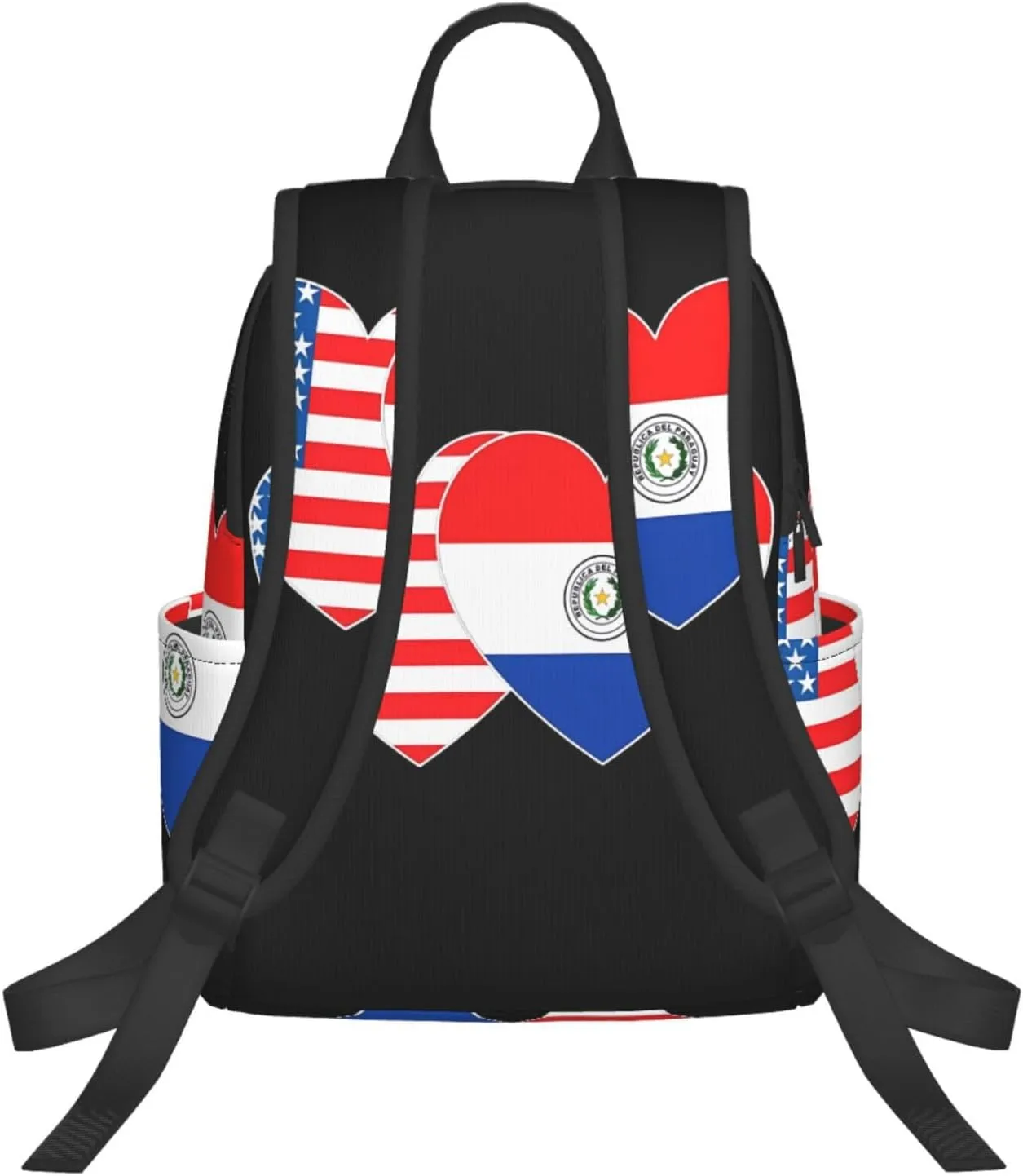 Paraguay America Flag Twin Heart for Paraguayan Americans Travel Backpacks Casual Laptop Backpack Sport Rucksack Large Capacity Daypack Multi-Pockets Adjustable Strap Bag for Working Hiking