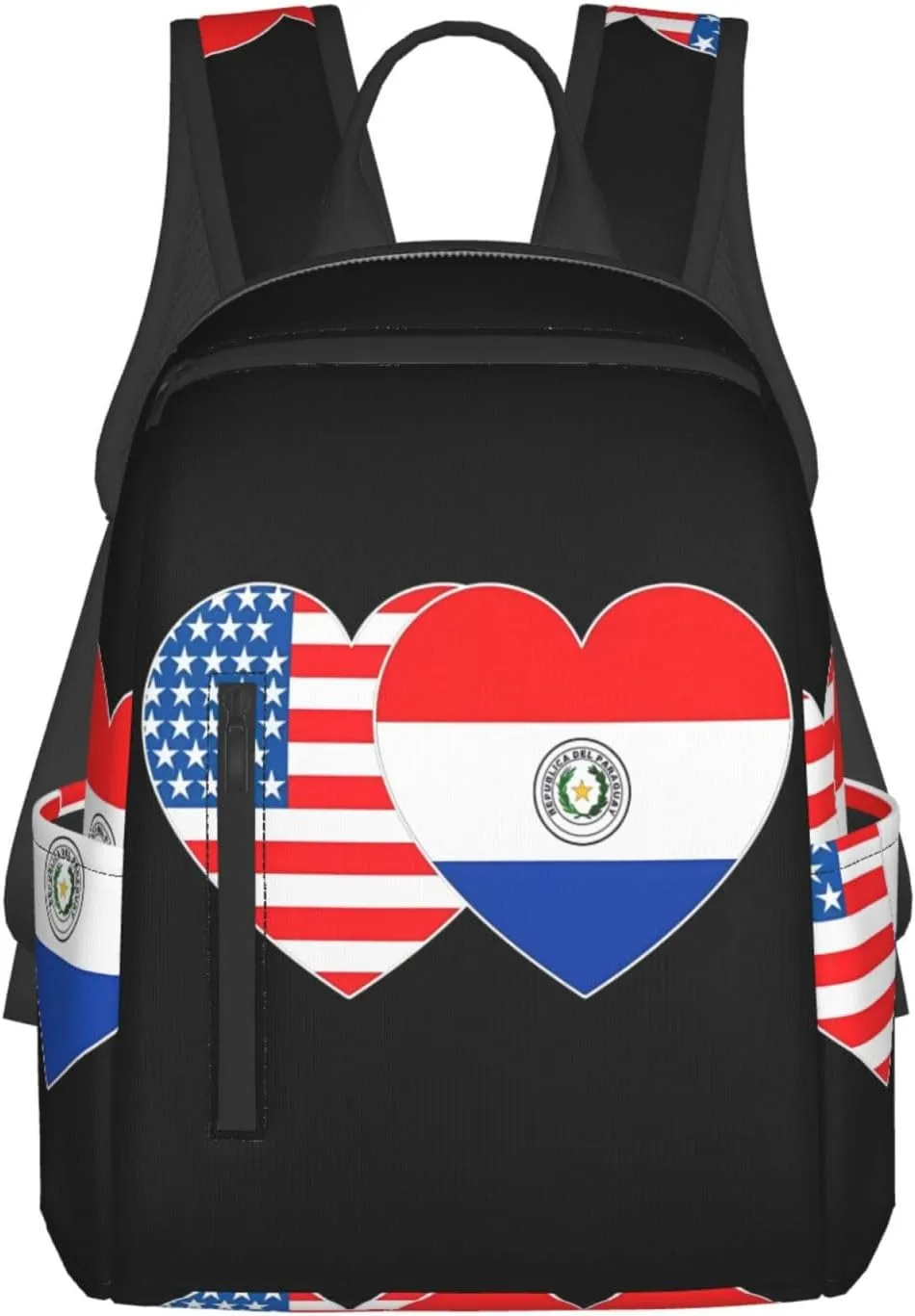Paraguay America Flag Twin Heart for Paraguayan Americans Travel Backpacks Casual Laptop Backpack Sport Rucksack Large Capacity Daypack Multi-Pockets Adjustable Strap Bag for Working Hiking