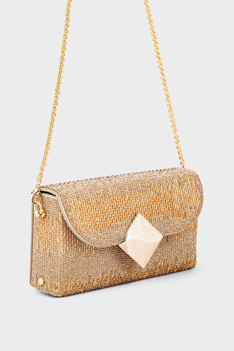 Party Wear Clutch BK4076-Golden