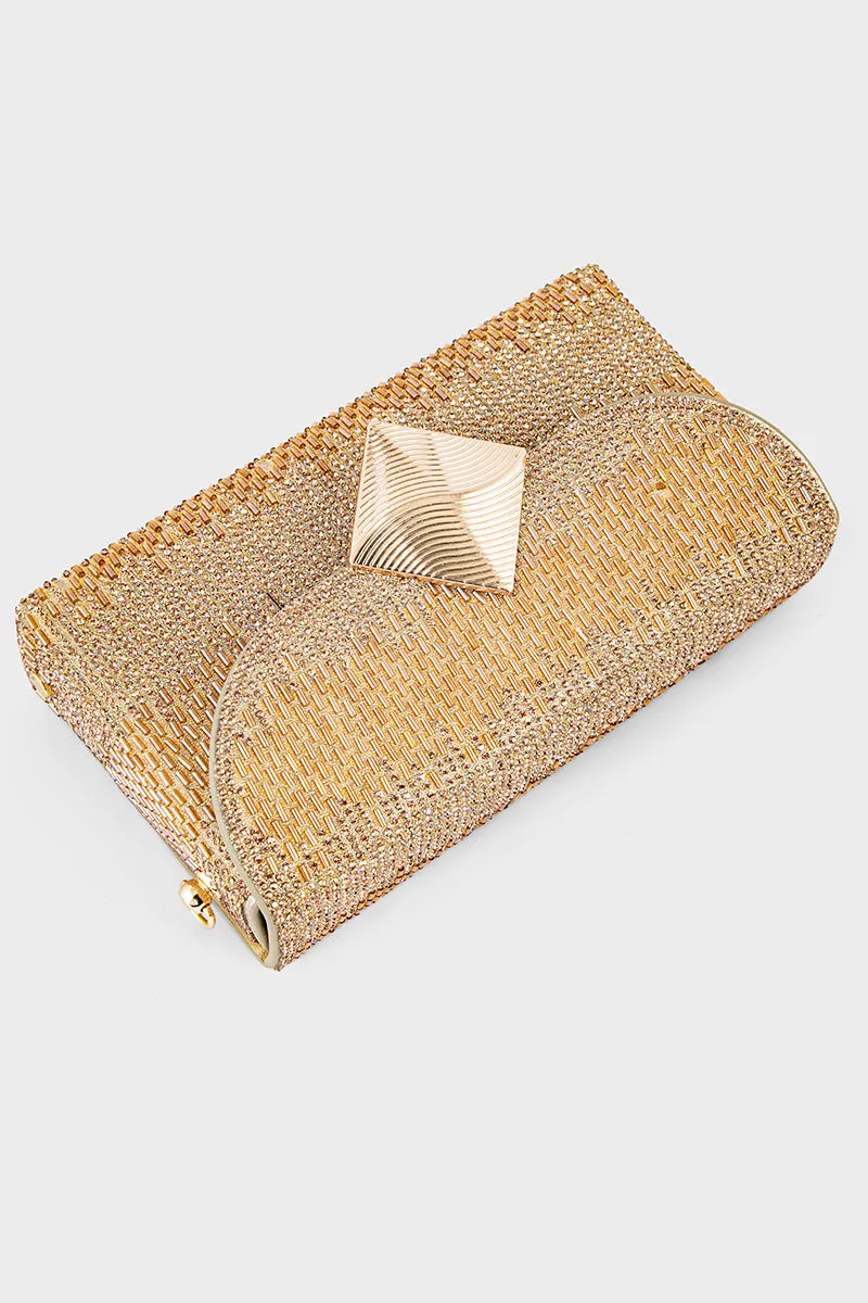 Party Wear Clutch BK4076-Golden