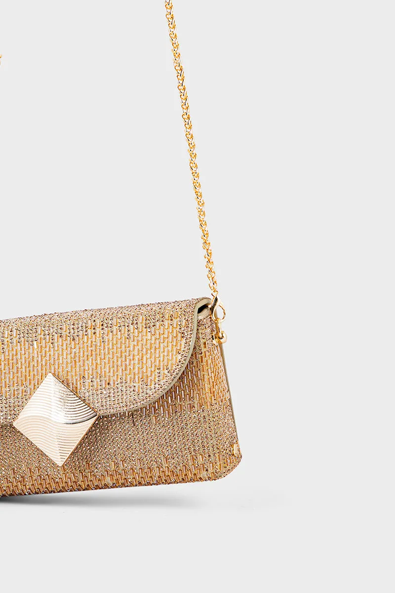 Party Wear Clutch BK4076-Golden