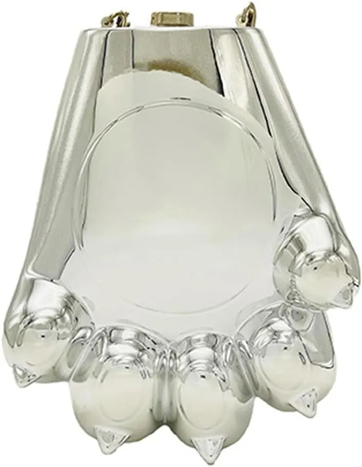 Paw Shape Acrylic Clutch Purse Evening Handbag Irregular Shell Purse Box Crossbody Bag with Chain for Party Wedding Prom