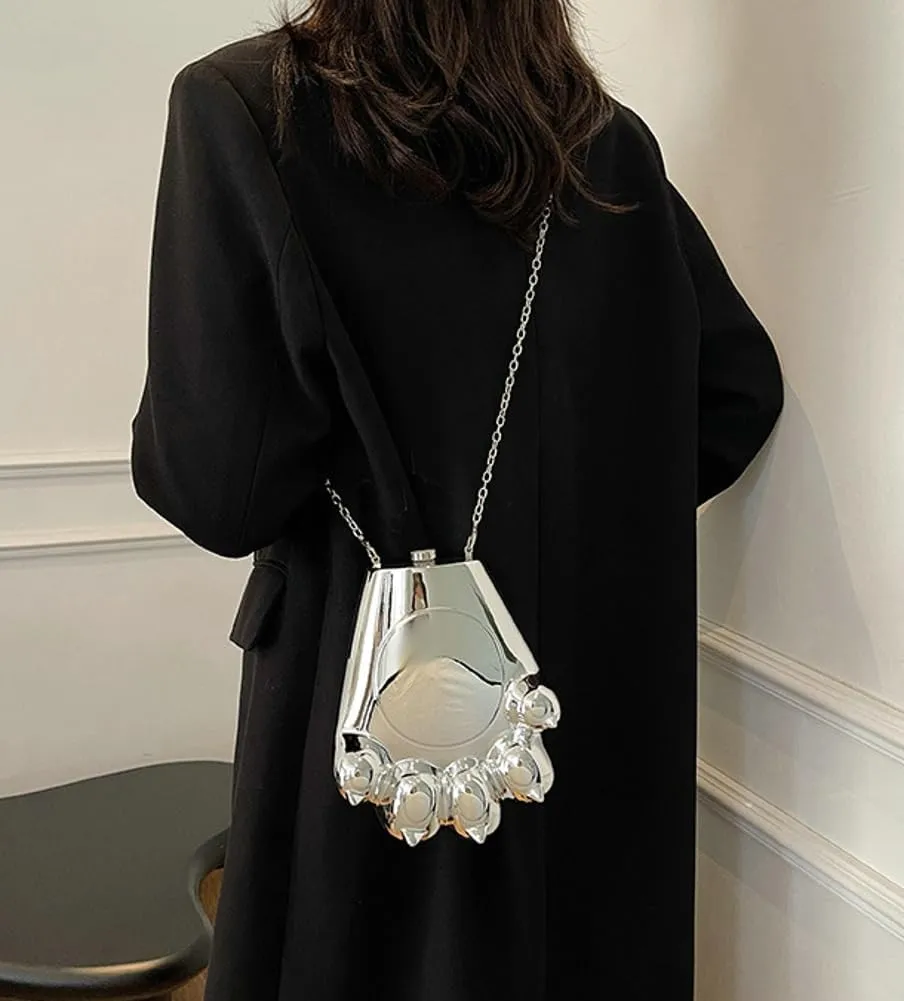 Paw Shape Acrylic Clutch Purse Evening Handbag Irregular Shell Purse Box Crossbody Bag with Chain for Party Wedding Prom