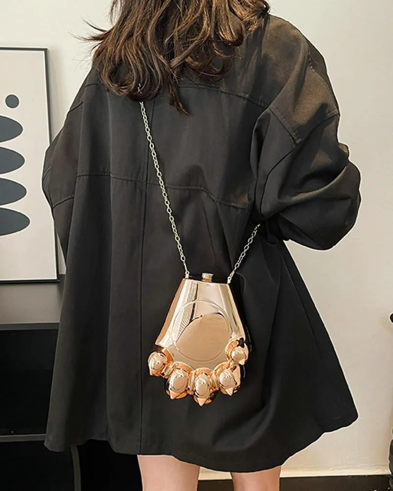 Paw Shape Acrylic Clutch Purse Evening Handbag Irregular Shell Purse Box Crossbody Bag with Chain for Party Wedding Prom