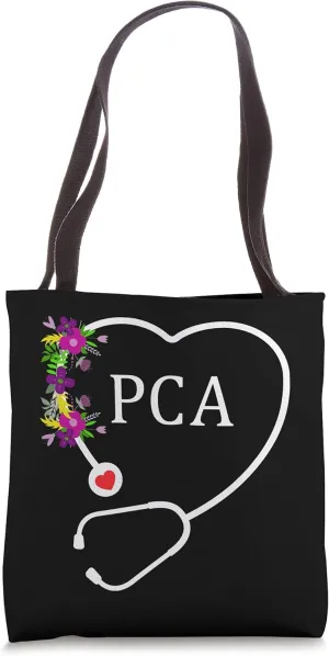 PCA Patient Care Assistant Nursing Floral Stethoscope Heart Tote Bag