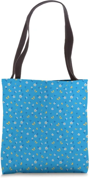 Perennial Millennial Cute Cottagecore Blue Floral Pattern Tote Bag