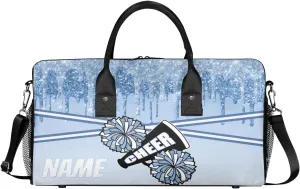 Personalized Cheer Bag Sport Duffel Bag Customize Travel Duffle Bag with Name Overnight Weekender Bags Blue Glitter