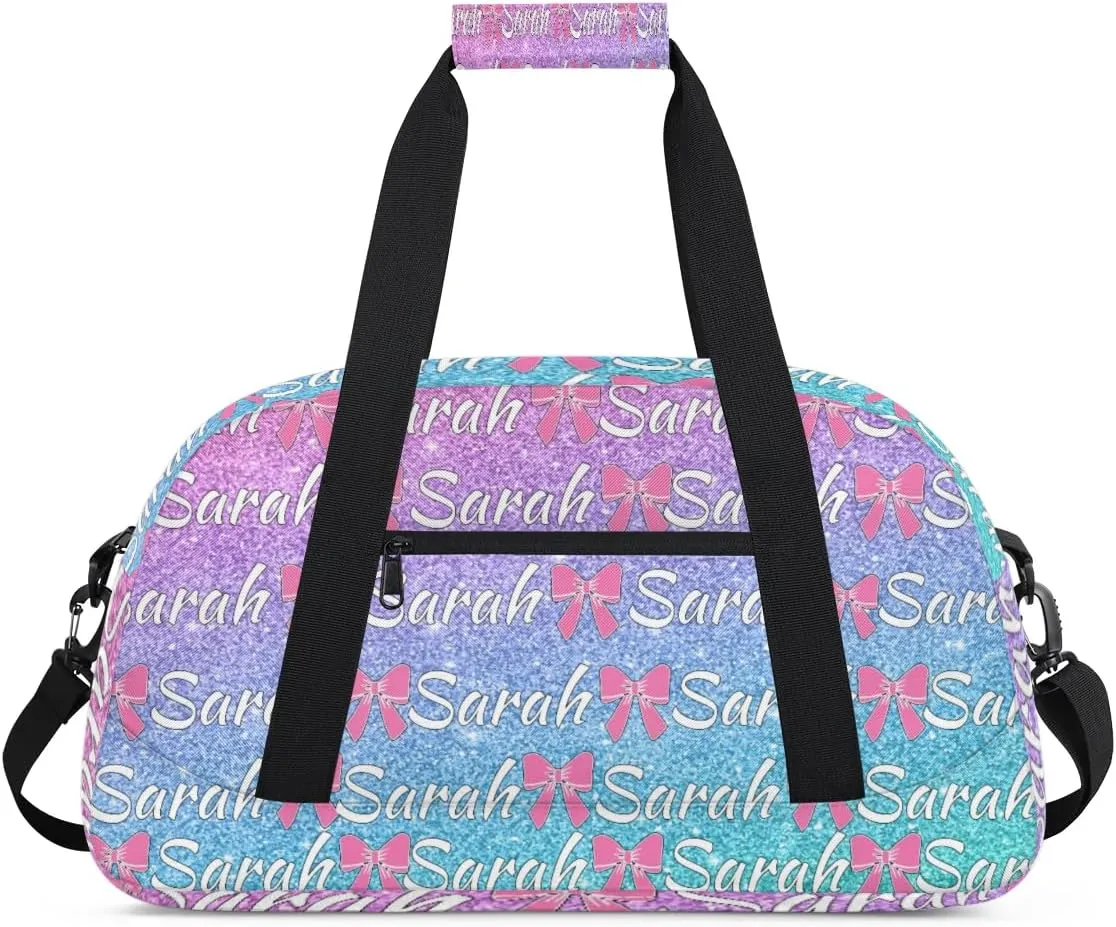 Personalized Cheer Duffel Bags Custom Cheerleader Bag with Name for Sport Events Dance Bag Customized Travel Gym Bag Overnight Weekender Carry-on Bag, Colorful Glitter