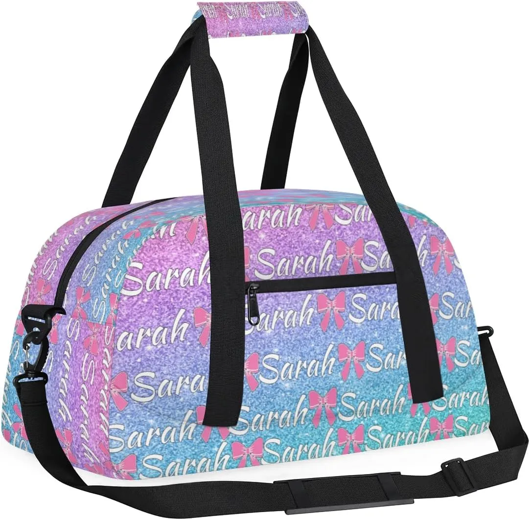 Personalized Cheer Duffel Bags Custom Cheerleader Bag with Name for Sport Events Dance Bag Customized Travel Gym Bag Overnight Weekender Carry-on Bag, Colorful Glitter